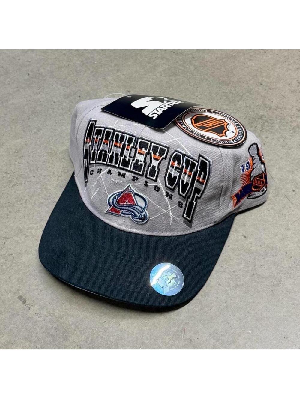 Vintage Starter Avalanche 1996 Stanley Cup Champions Snapback Hat Grey Black NWT